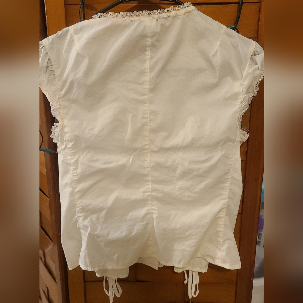 Moda International Victoria's Secret Corset Lace Up Peasant Blouse ISO XS - Picture 4 of 9